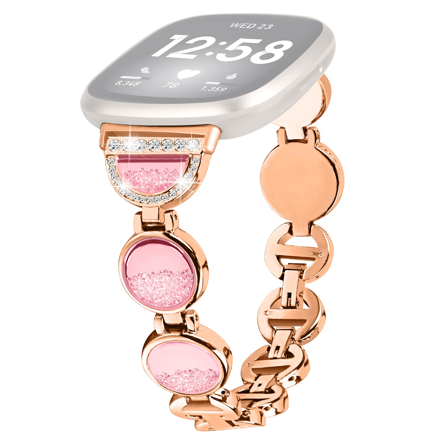 For Fitbit Versa 4 Sense 2 Quicksand Watch Strap Rhinestone Decorated Metal Watch Band For Fitbit Versa 4 Sense 2 Quicksand Watch Strap Rhinestone Decorated Metal Watch Band